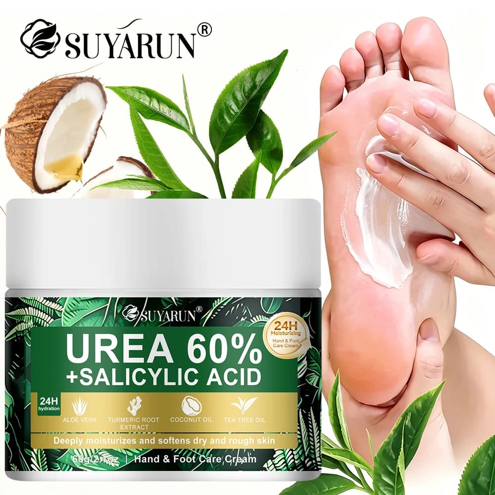 SUYARUN 60% Urea Foot Care Cream, Suit for Cracked Heels and Dry Skin - Deep Moisturizing Treatment, Exfoliation, No Blind Spots