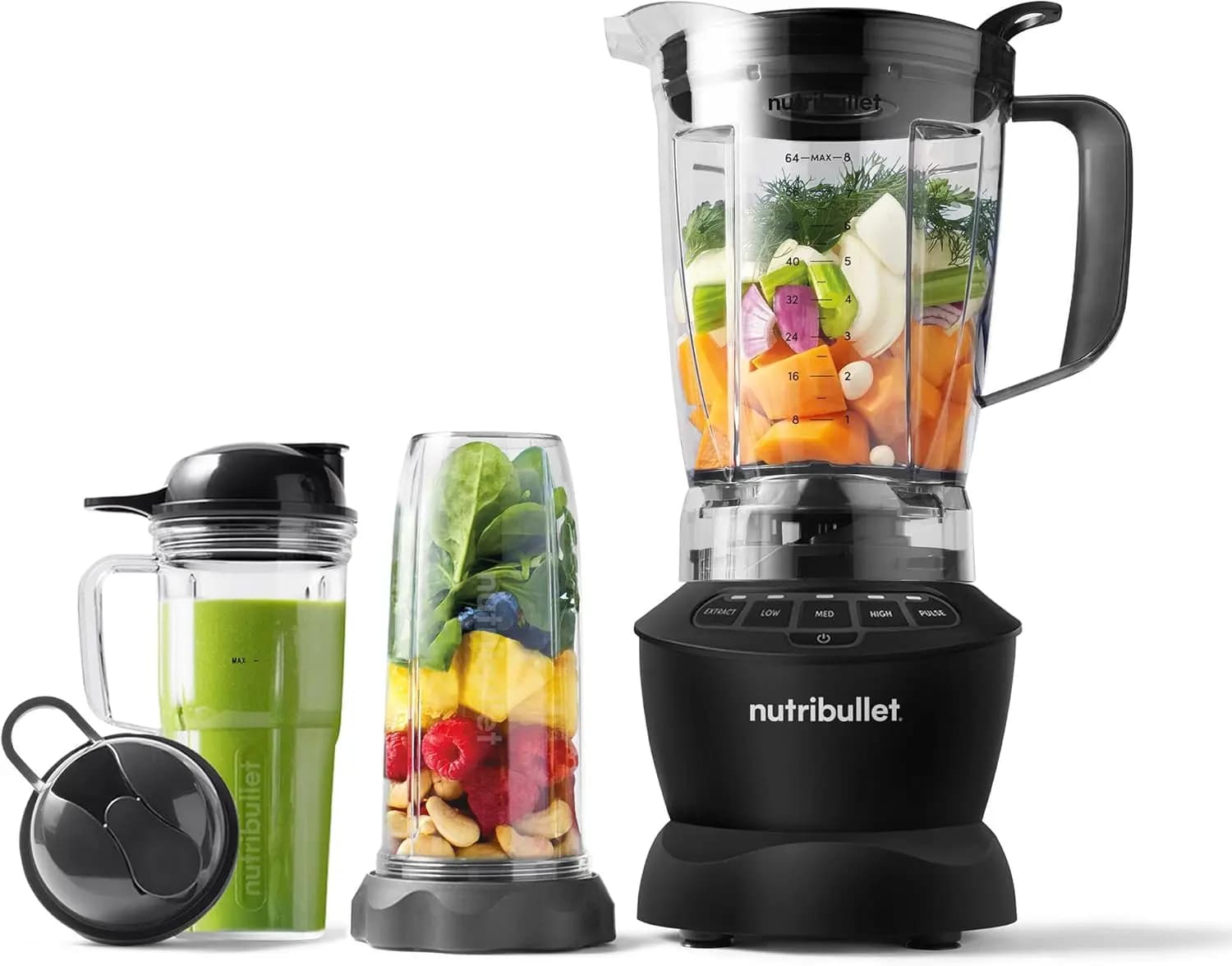 Frullatore Combo da 1200W in Nero Opaco - Potente Elettrodomestico da Cucina per Frullati e Altro