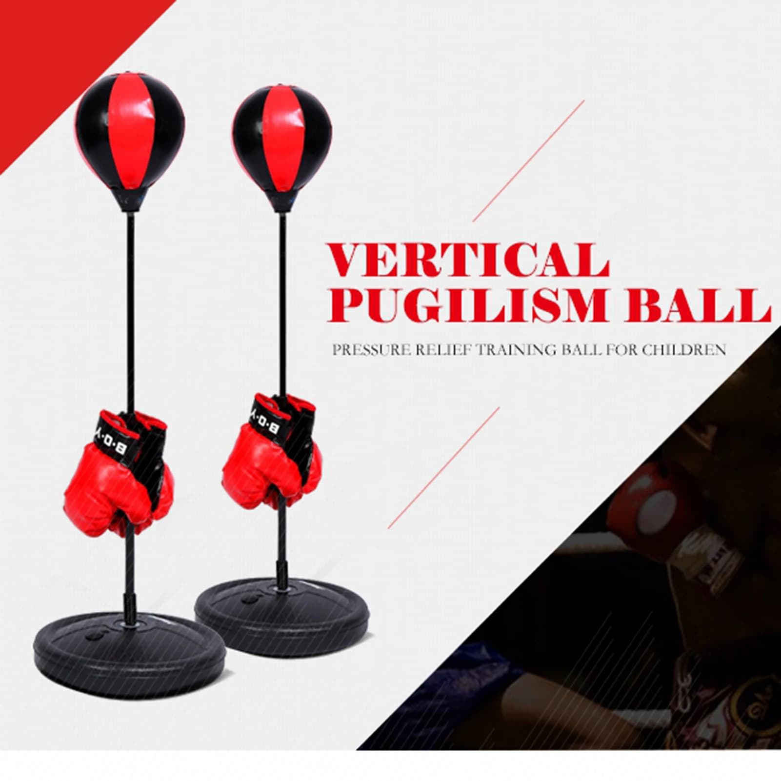Children's Boxing Ball with Adjustable Height, Boxing and Speed Training Set with Gloves