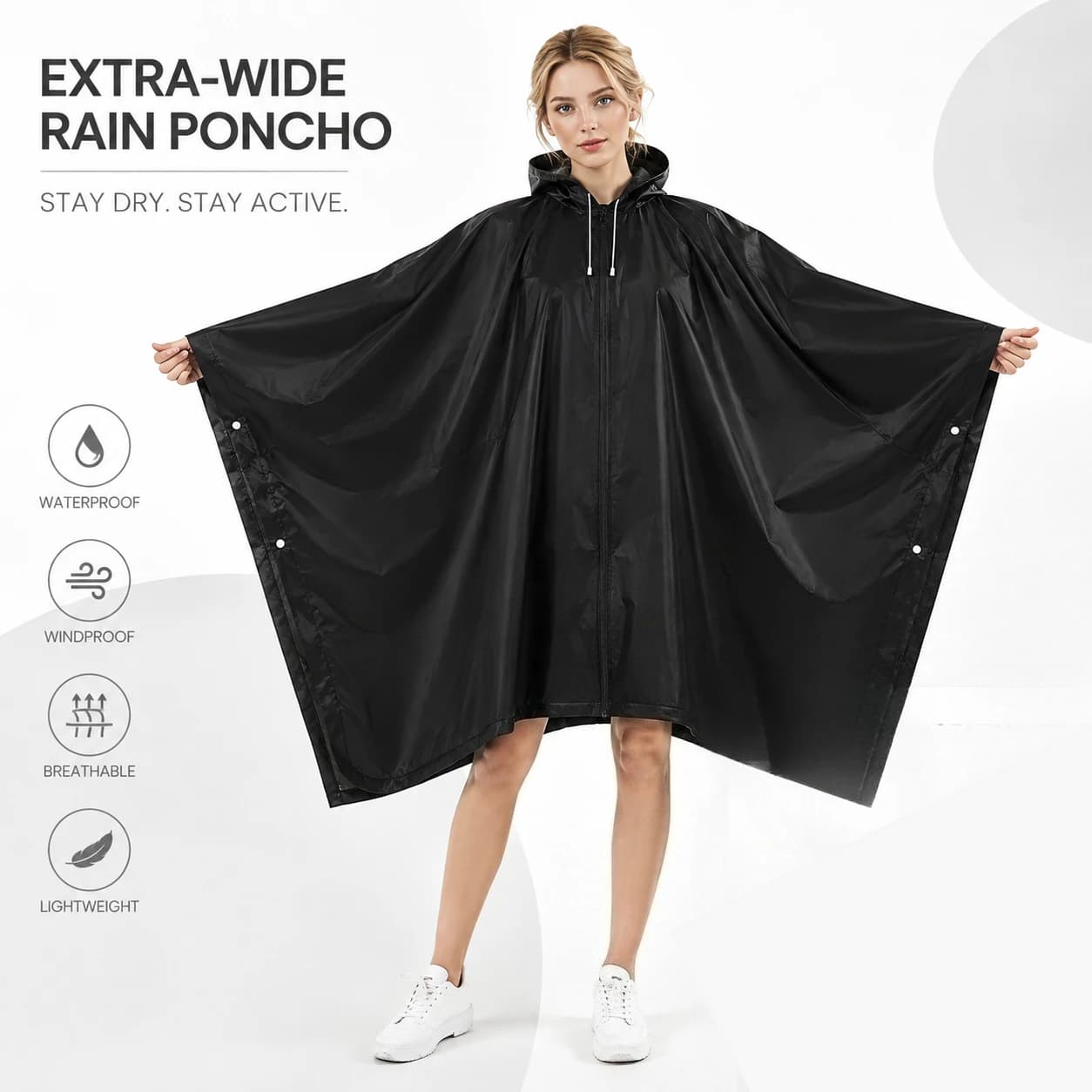 3 In 1 Outdoor Raincoat Hooded Sleeve Waterproof Rain Poncho Motorcycle Rain Cover Camping Hiking Travel Rainwear Tent