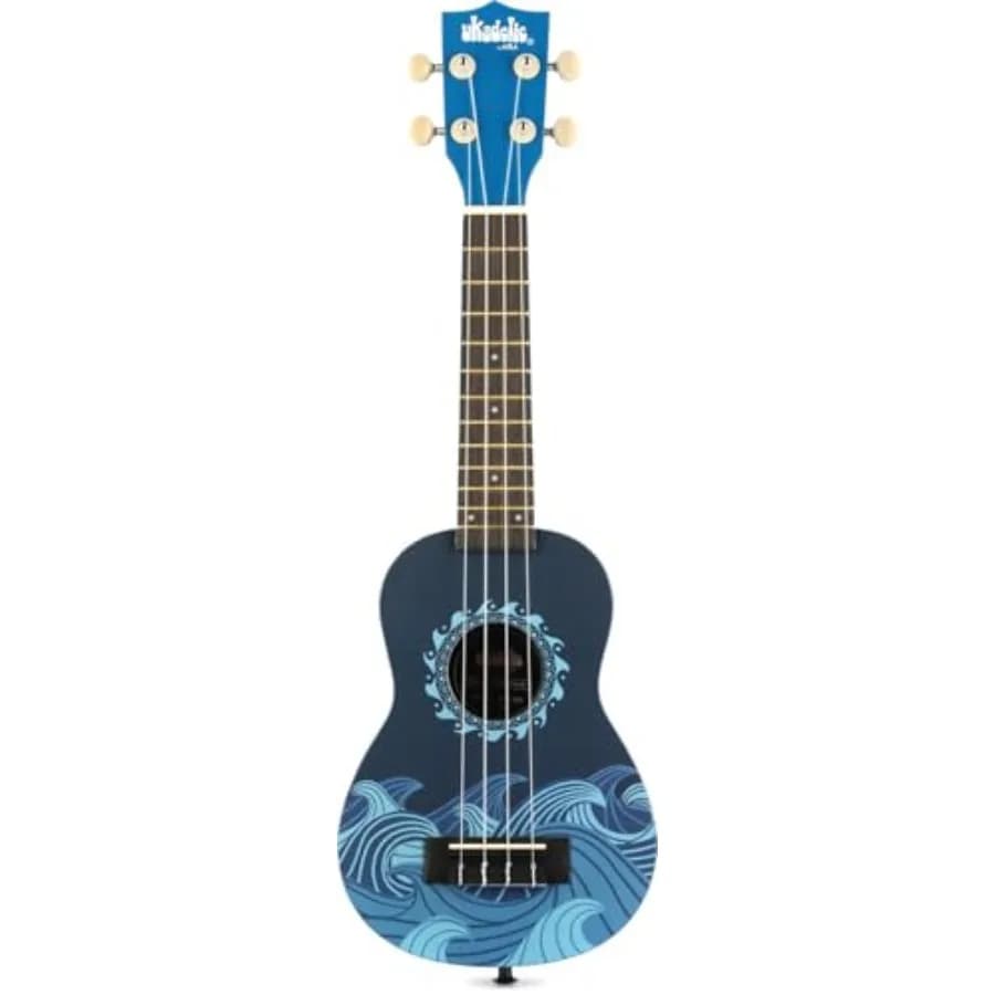 Ukulele Soprano Ukadelic in Blu Profondo per Appassionati di Musica con Finitura in Legno Premium e Tono Vibrante