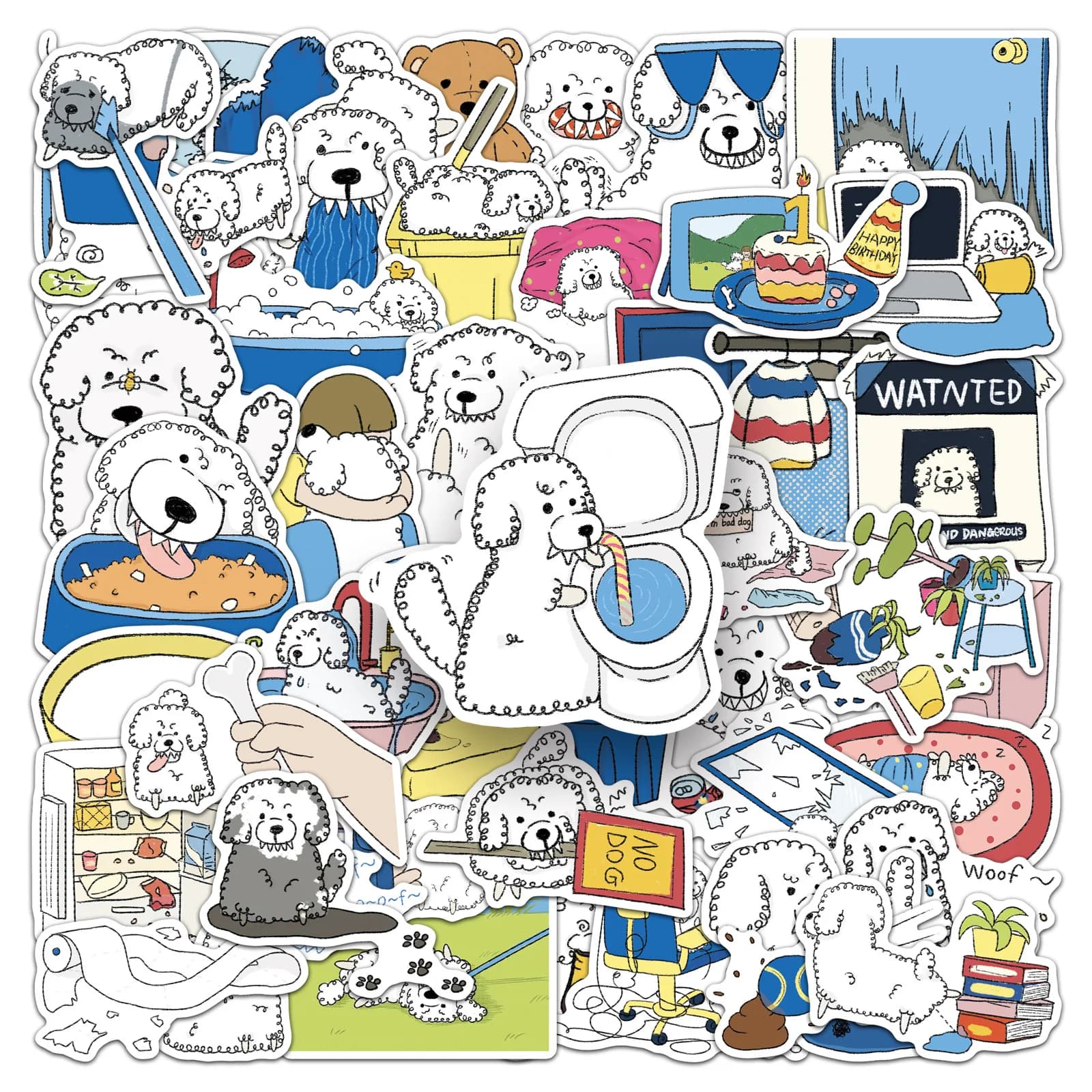 50Pcs Bad Dog Home cartoon graffiti DIY Decoratio phone Luggage Laptop Guitar Bike Skateboard fridge helmet Toy waterpro sticker