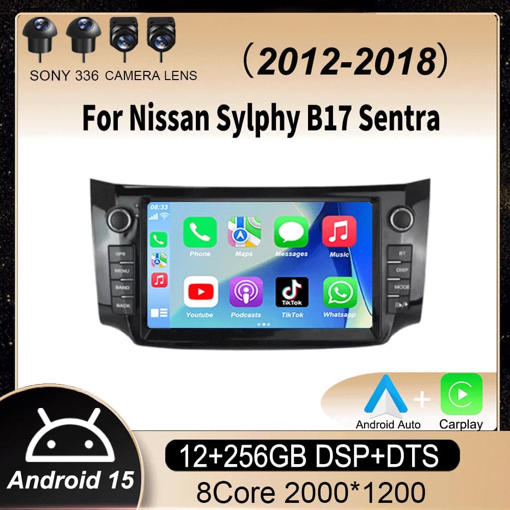 Carplay Android 15 Autoradio Per Nissan Sylphy B17 Sentra 2012 2013 2014 2015 2016 2017 2018 Multimediale Lettore Video Dvd Stereo