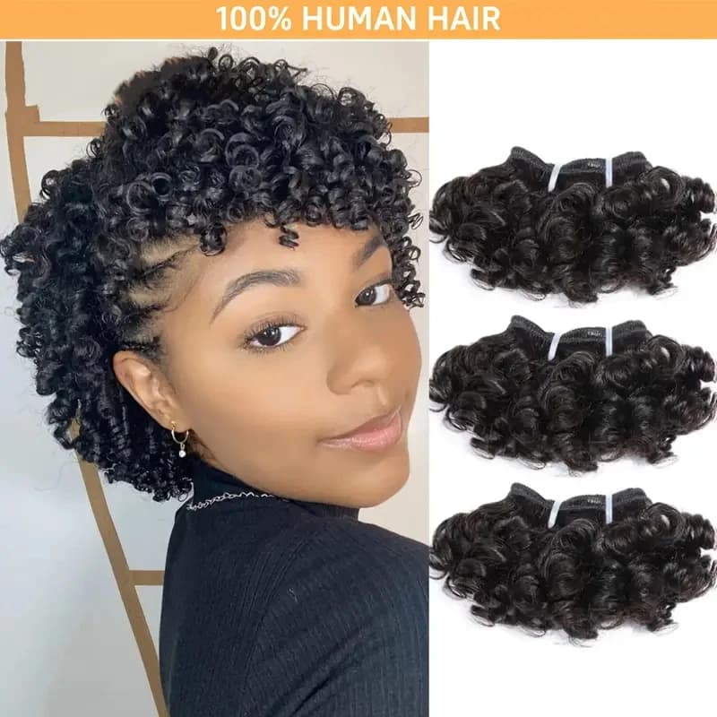Set di tre pezzi OP in colore naturale, capelli ricci elastici peruviani, estensioni dei capelli ricci elastici, realizzati da capelli umani al 100%,
