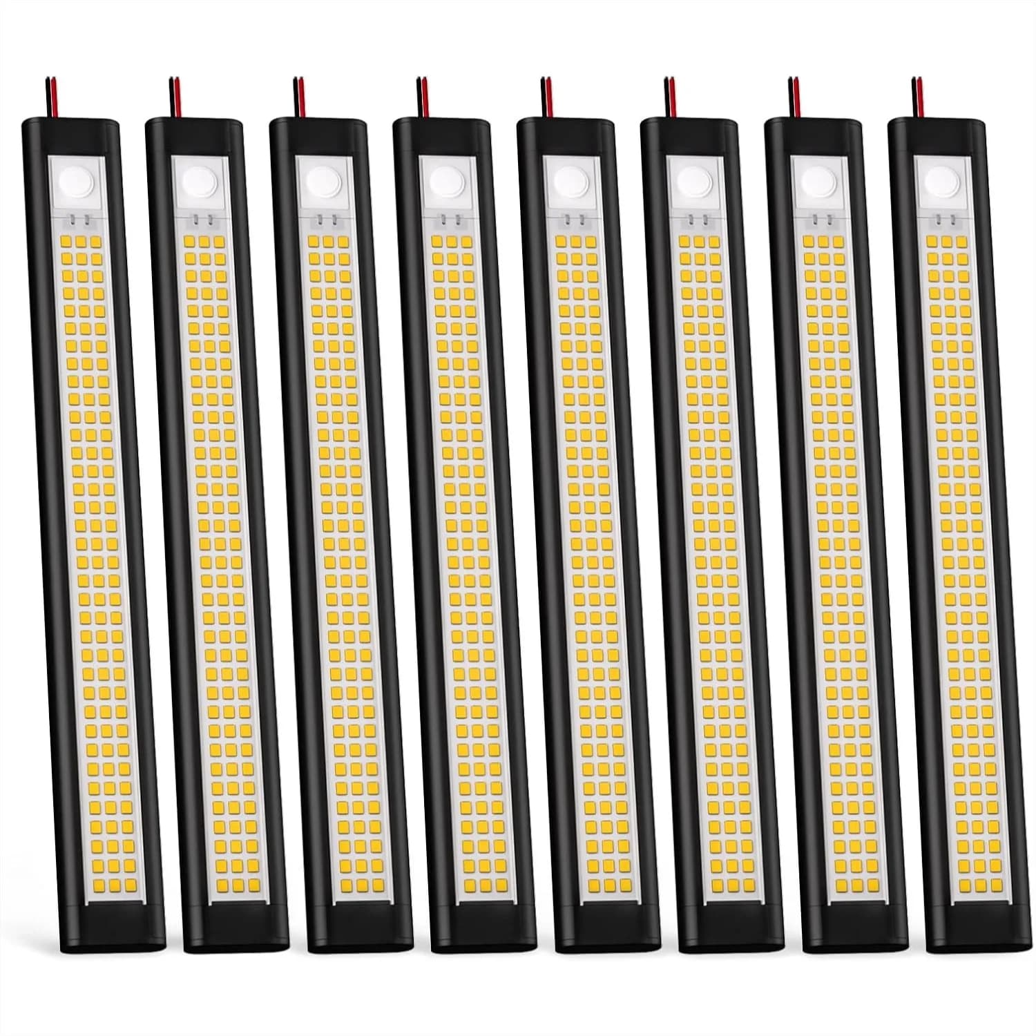 Luce LED 12V per Interni Camper, Striscia Luminosa 1100 Lumen 9W per Rimorchi, Furgoni, Camion, Capannoni, Confezione da 8, 4000K, Nera