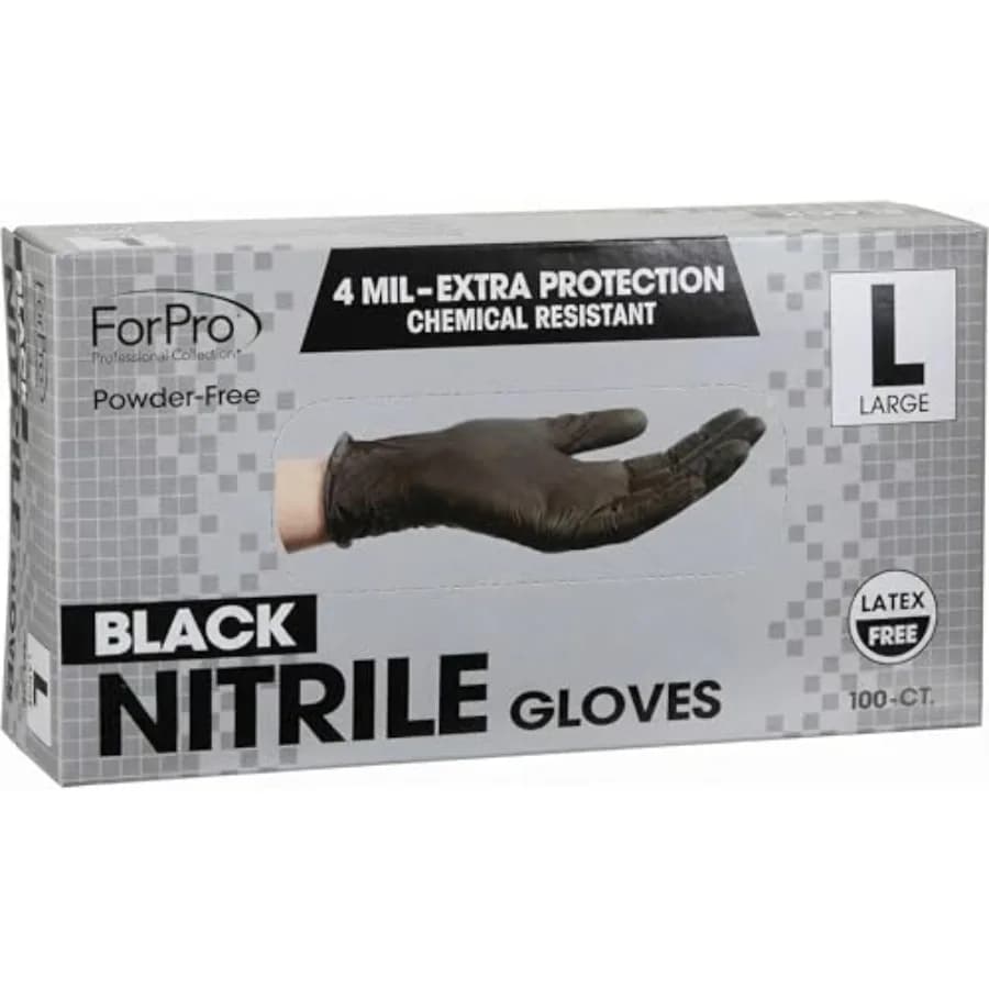 Guanti in Nitrile Monouso ForPro, Resistenti agli Agenti Chimici, Senza Polvere, Senza Lattice, Non Sterili, Sicuri per Alimenti, 4 Mil