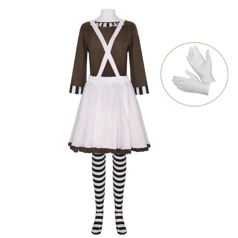 A'3,b\Charlie Chocolate Factory Oompa Loompa Costume Cosplay Set Top e Tuta per Donna Uomo Bambini Ragazze Ragazzi Hall3;b,6/k'5;