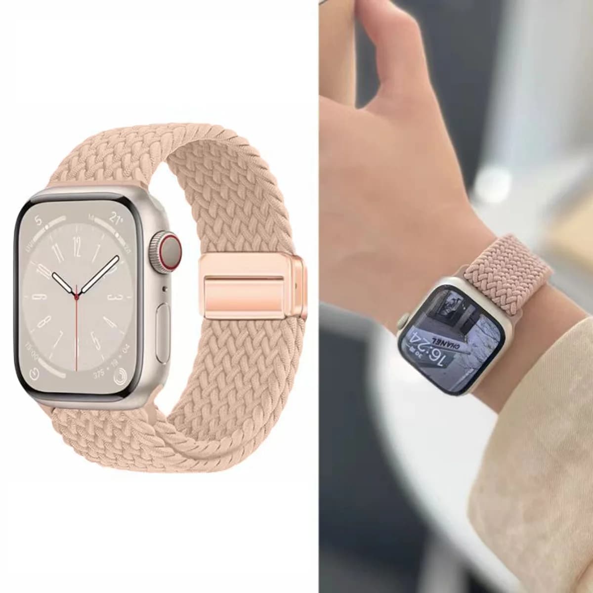 Cinturino Intrecciato per Apple Watch 44mm 40mm 49mm 45mm 41mm 46mm, Bracciale per iWatch Serie 8 SE 6 Ultra 2 3 9 10 11