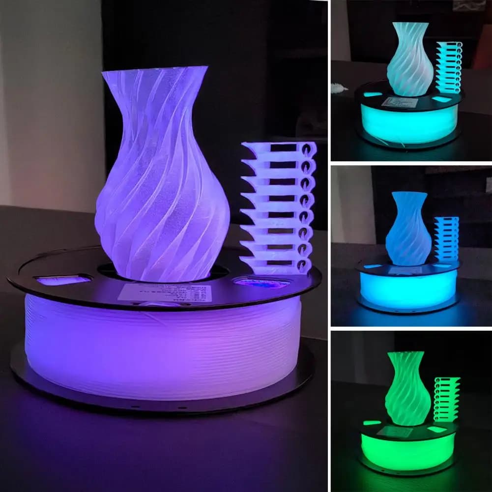 Glow-in-the-Dark PLA Filament 1.75mm 1Kg Spool Luminous Solid Color Filament 3D Printer Filament for DIY Printing Crafts