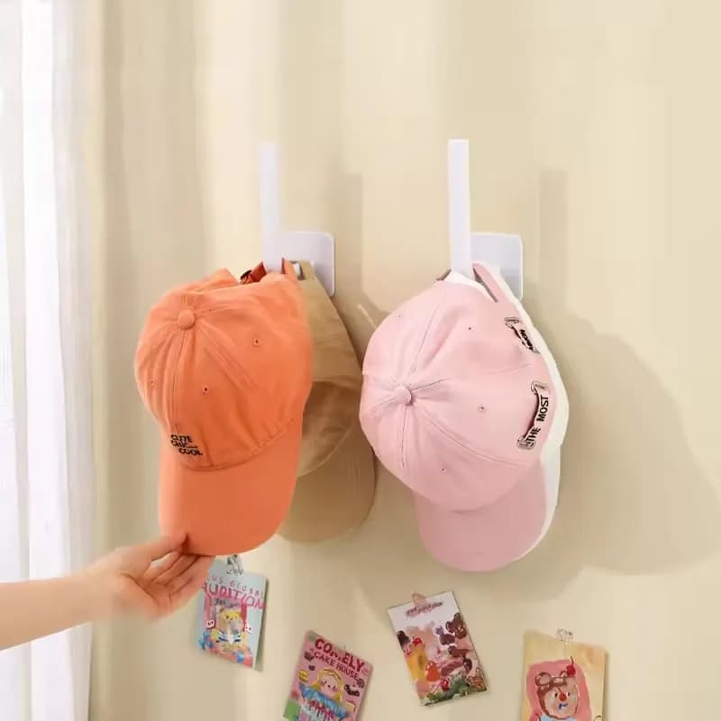 Portacappelli Adesivo da Parete per Cappellini da Baseball, Ganci Appendicappelli, Organizzatore per Cappelli Senza Foratura, Supporto per Cappelli da Porta o Armadio