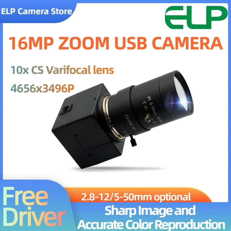 ELP 16MP Zoom Manual USB Camera 5-50mm optical zoom lens 10x CMOS sensor IMX298 Webcam UHD for video conferencing