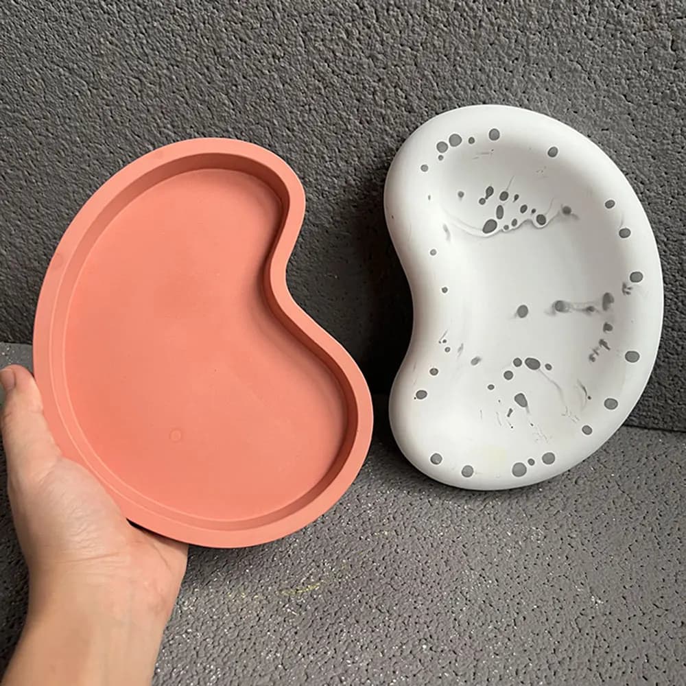 Vassoio a forma di pisello stampo in Silicone vassoio ovale fai da te cemento gesso candela piatto portaoggetti per gioielli resina epossidica stampo in argilla decorazioni per la casa