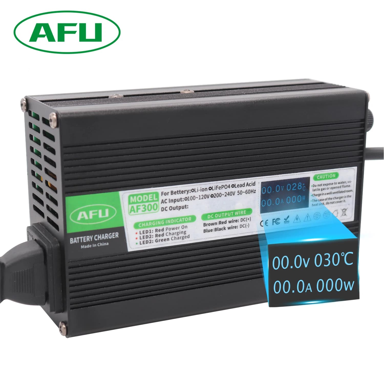 Caricabatteria LiFePO4 da 54,75 V 5 A Usd per 15 S 48 V con ventola Display OLED Caricatore rapido