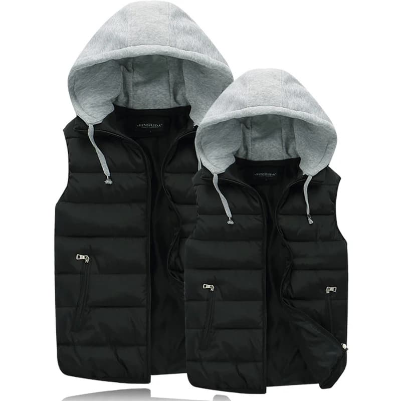 Autunno Inverno Uomo Caldo Imbottiture Gilet Imbottito Moda Uomo Giacca A Vento Termica Gilet Uomo Cerniera Con Cappuccio Parka Gilet Abbigliamento