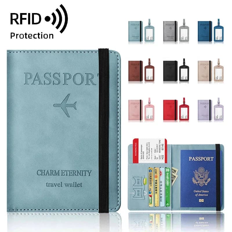 Custodia protettiva per passaporto da viaggio Rfid da donna Custodia da lavoro in pelle PU da uomo Porta carte di credito protettivo Accessori per il volo
