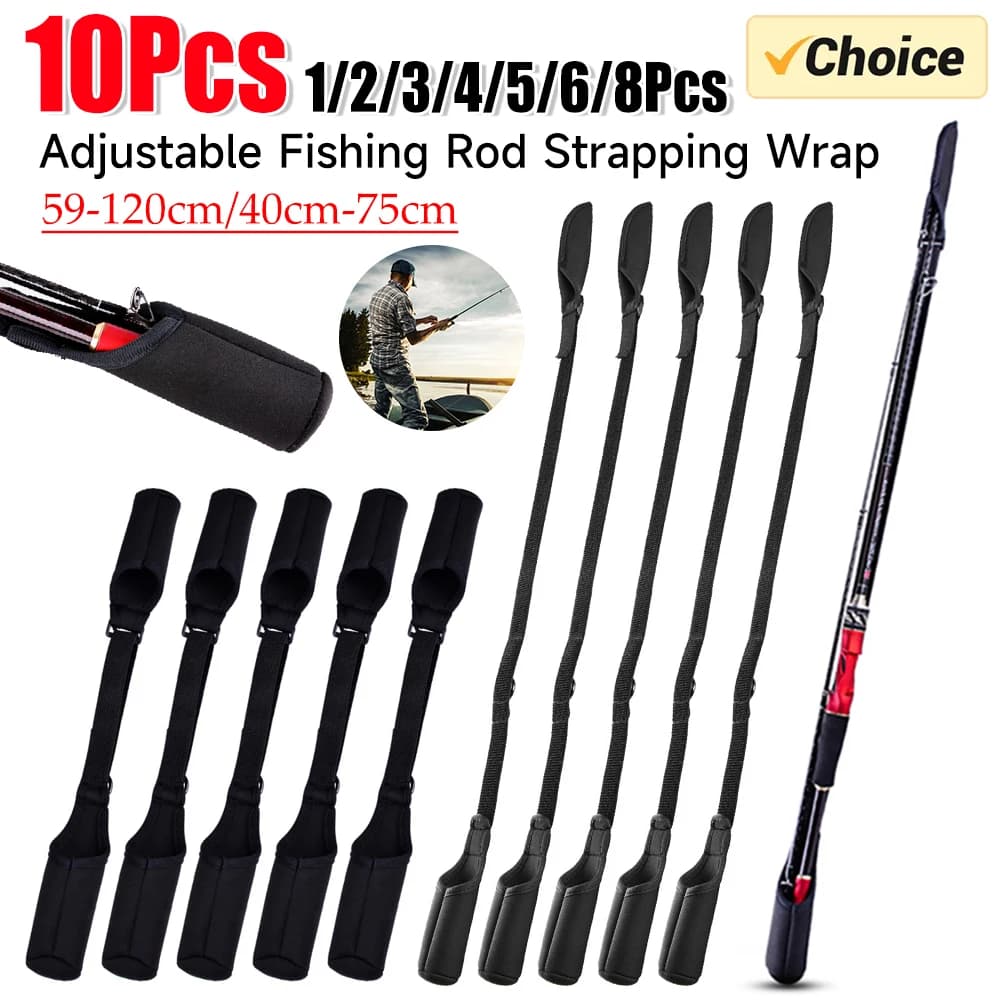 1-10PCS Fishing Rod Socks Srtap Fishing Cane Sleeves Belt Rod Protector for Adjustable Fishing Rod Cover Protector for Fishing Rod Cover