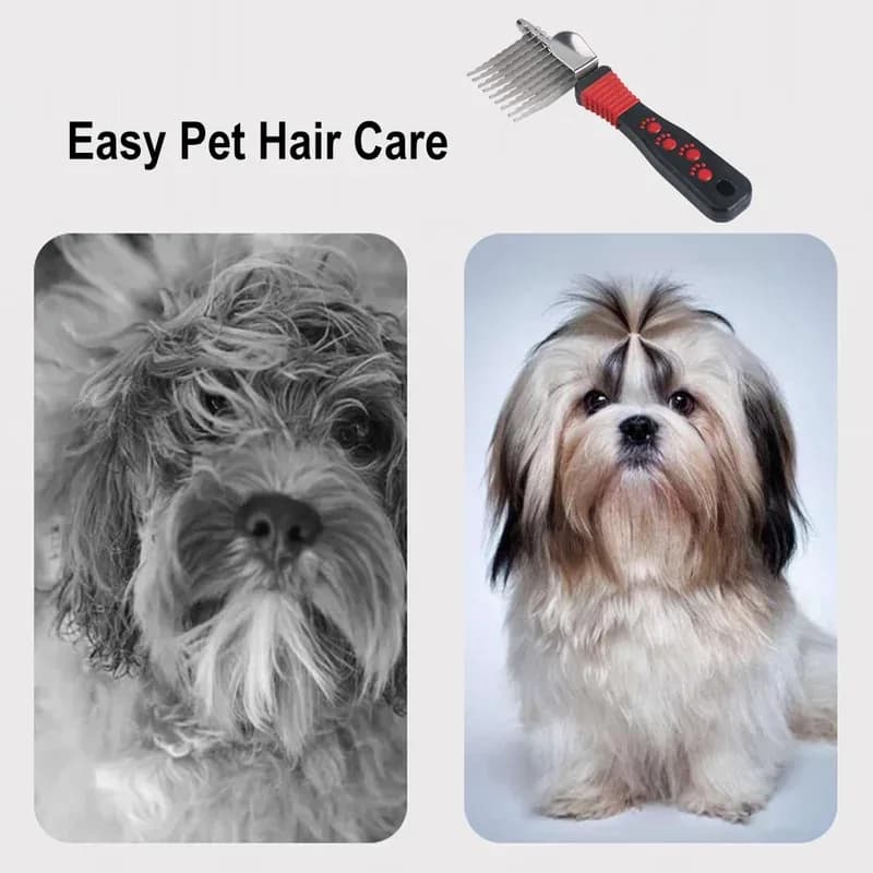 Spazzola Professionale per Toelettatura Cani, Rastrello per Sottopelo, Strumento Districante per Cani e Gatti, Rimuove Peli Annodati e Sciolti