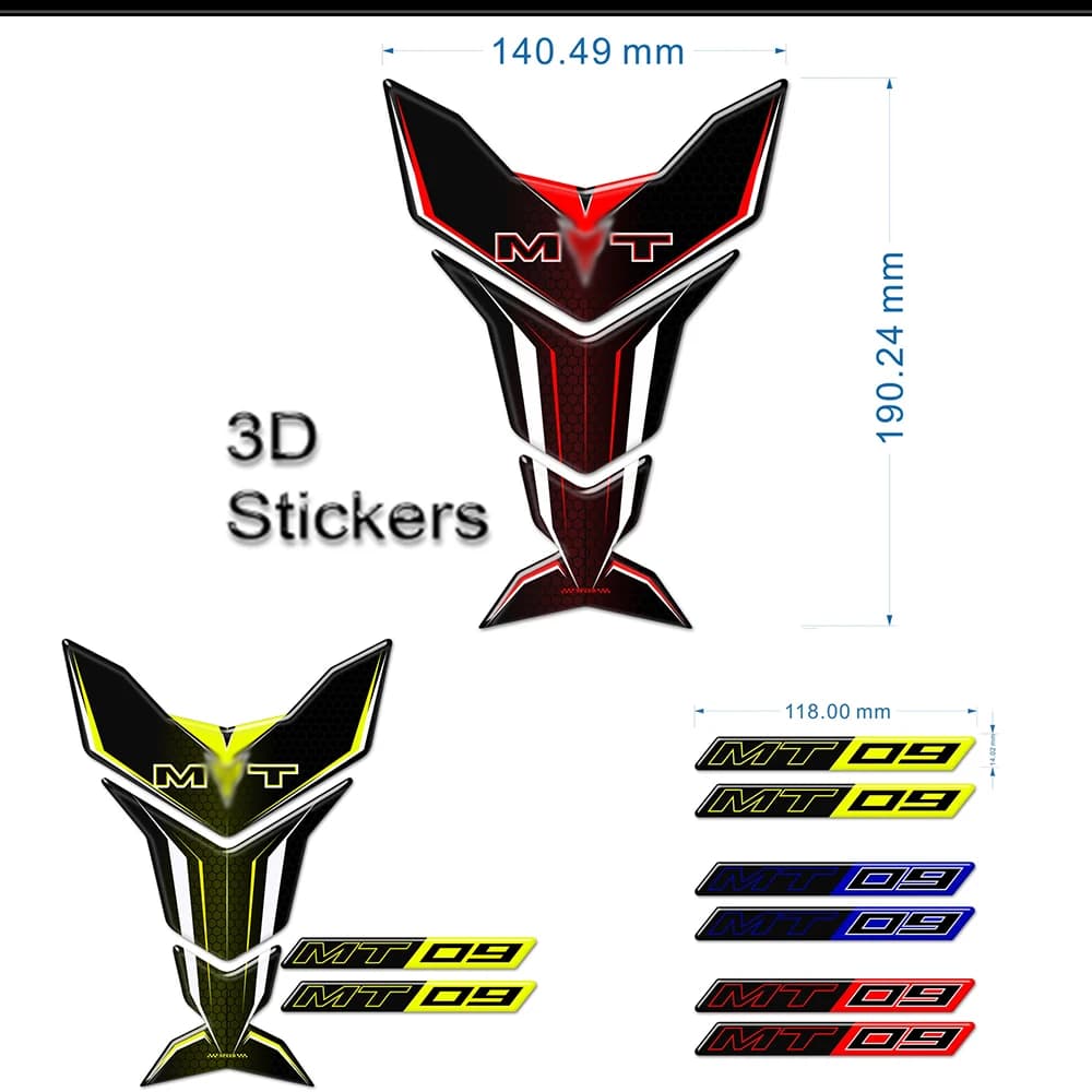Per Yamaha MT09 MT-09 MT 09 Adesivi 3D Rilievo del Carro Armato Della Protezione Carena Moto Carburante Ginocchio Accessori Decal 2016 2017 2018 2019