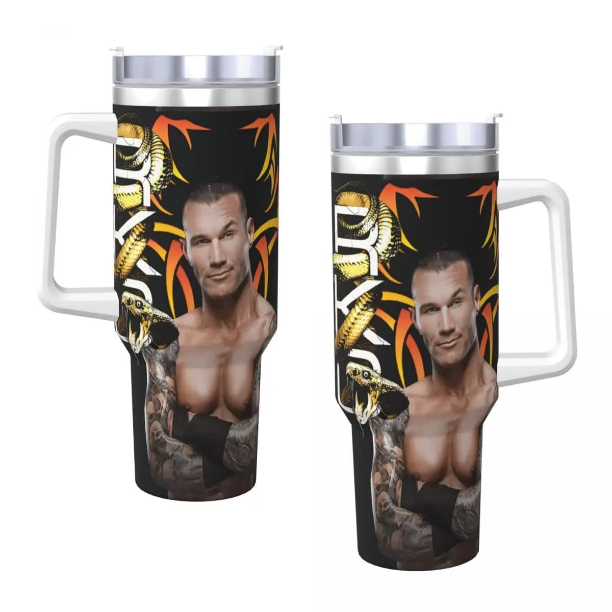 Randy Orton 2 bicchieri in acciaio inossidabile che guidano tazze termiche con cannucce e coperchio tazze per auto di grandi dimensioni bottiglia d'acqua per bevande fredde