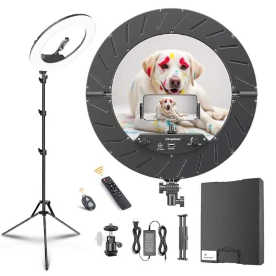 Kit Luce ad Anello da 18 Pollici, Luce LED Dimmerabile 55W 6700K, Treppiede, Telecomando, Scatola, CRI95