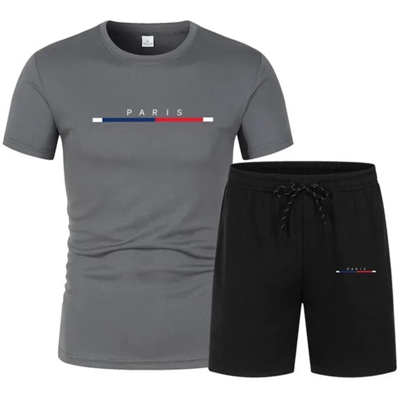 Fashionable 2026 sports suit, casual, two pieces, fast drying, with t-shirts and shorts, breathable for sports training