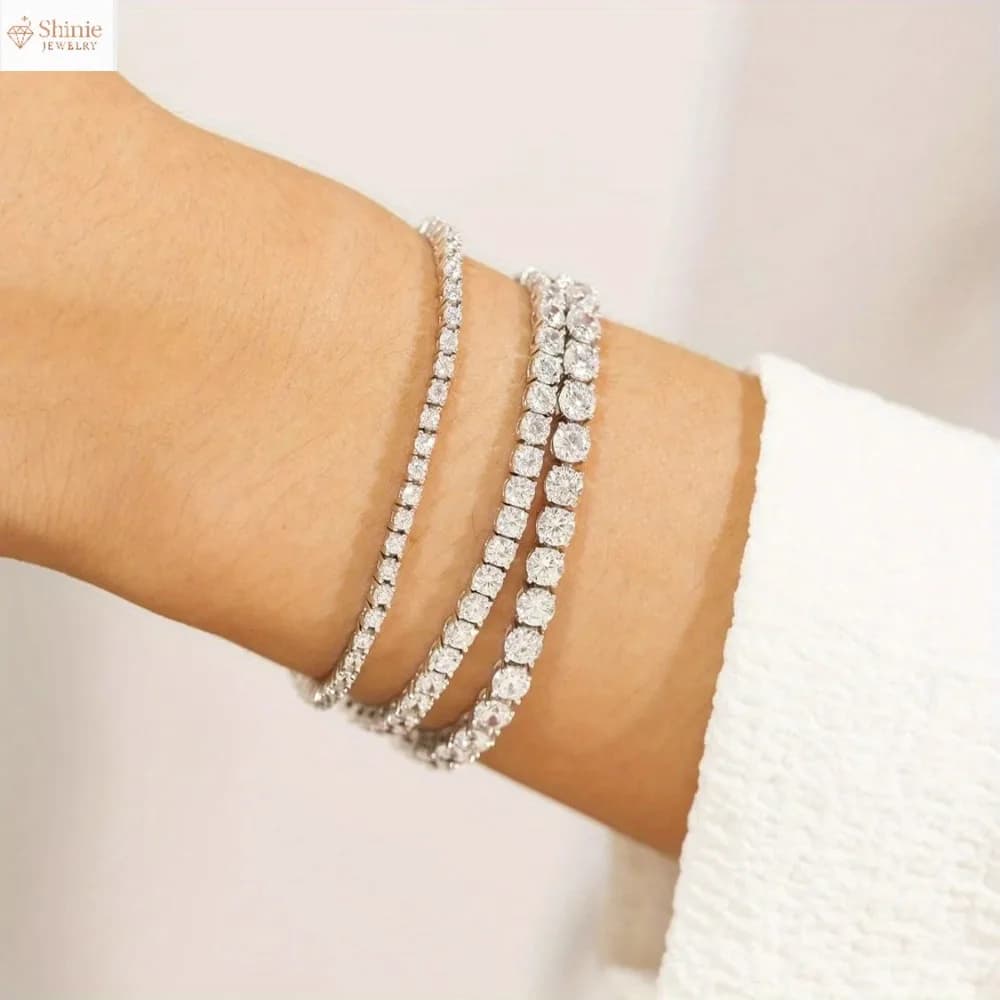 nuovo braccialetto tennis argentato sterling S925 2/3/4/5mm Moissanite gioielleria raffinata ipoallergenico lunghezza 6,69-8,66 pollici