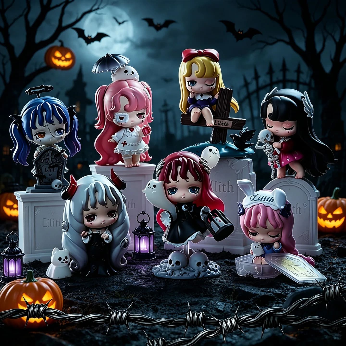 52toys Lilith Blind Box Figure Dark Night Shadow Series Collectible Anime Action Figurine Desktop Decoration Ornament