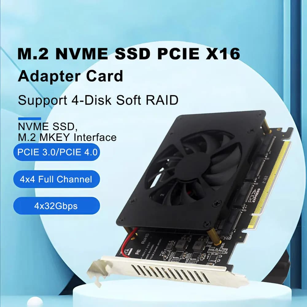 Scheda di espansione NVME da M.2 a PCI-E a 4 dischi PCIE X16 NVME Chiave M.2 M SSD RAID Adattatore Supporto scheda 2230 2242 2260 2280