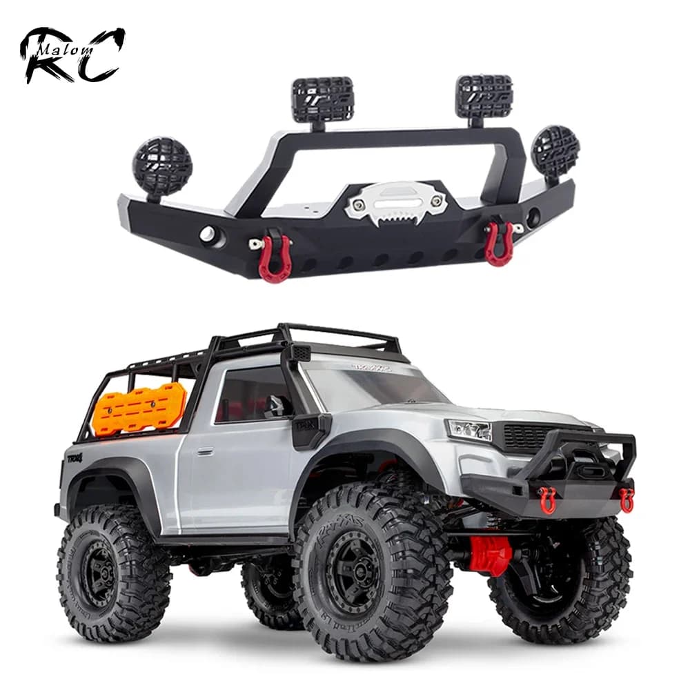 Metal front bumper with LED light winch base for RC 1/10 TRX4 Sport car and Unassembled kit update part 82024-4