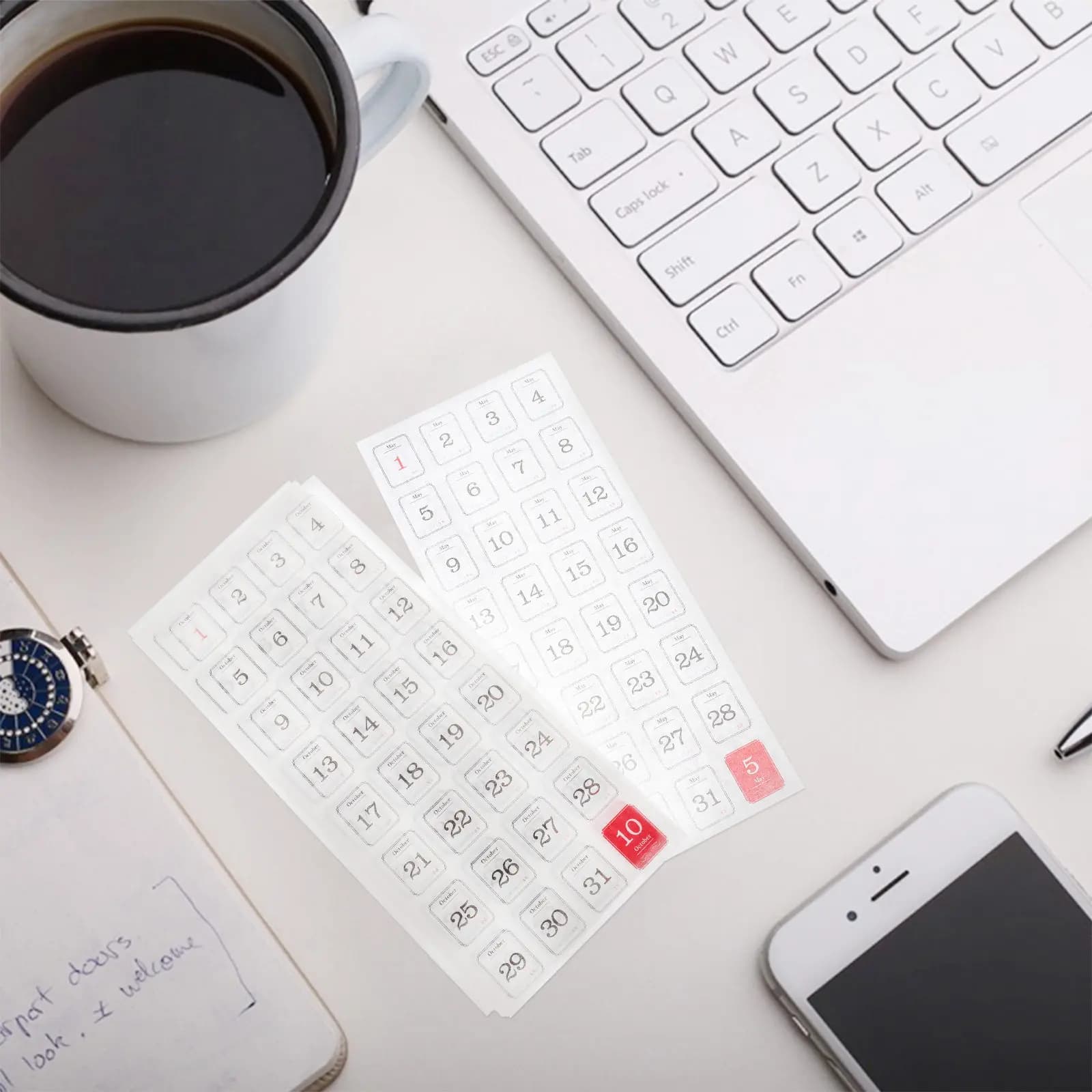 2 set di etichette adesive per calendario, etichette per la data, etichette autoadesive per la pianificazione mensile, etichette decorative per quaderni giornalieri
