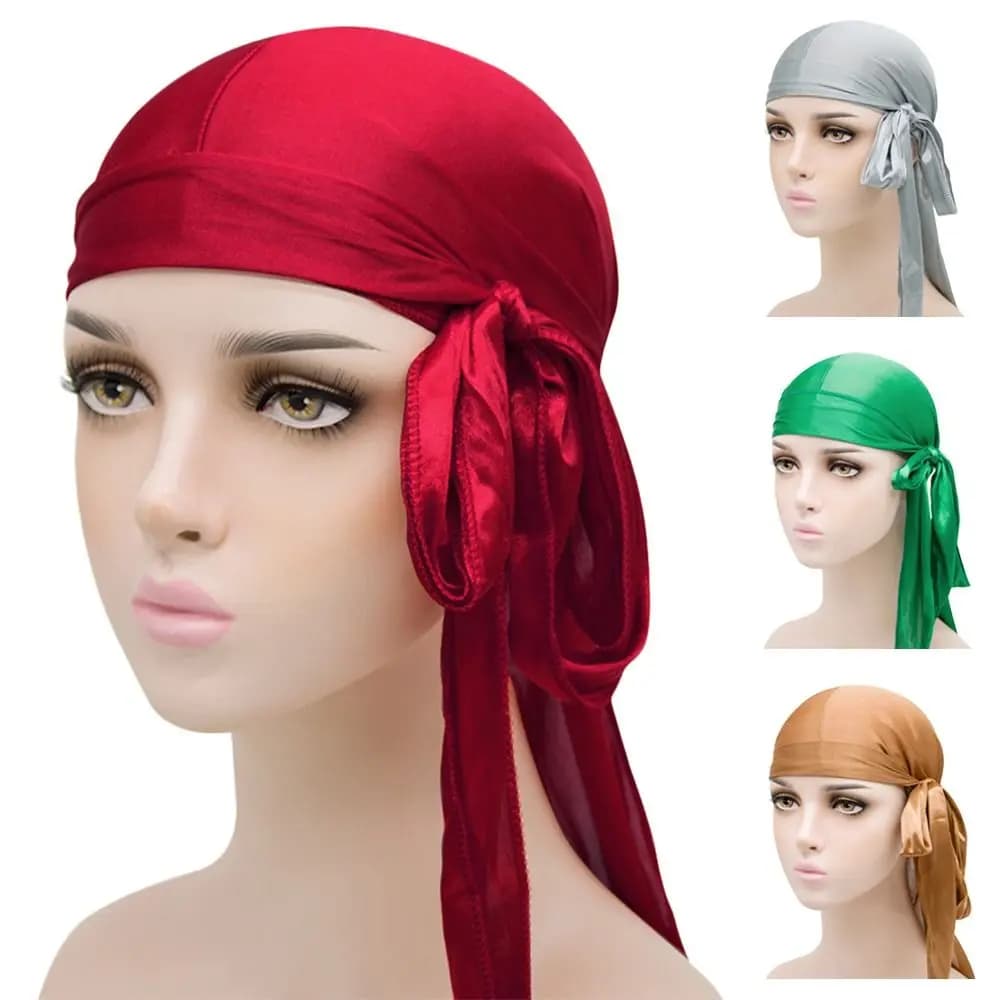 Pre-Yeared Fashion Bandana, Elastic and Breathable Pirate Hat, Durag in Adjustable Silk for Men and Women
