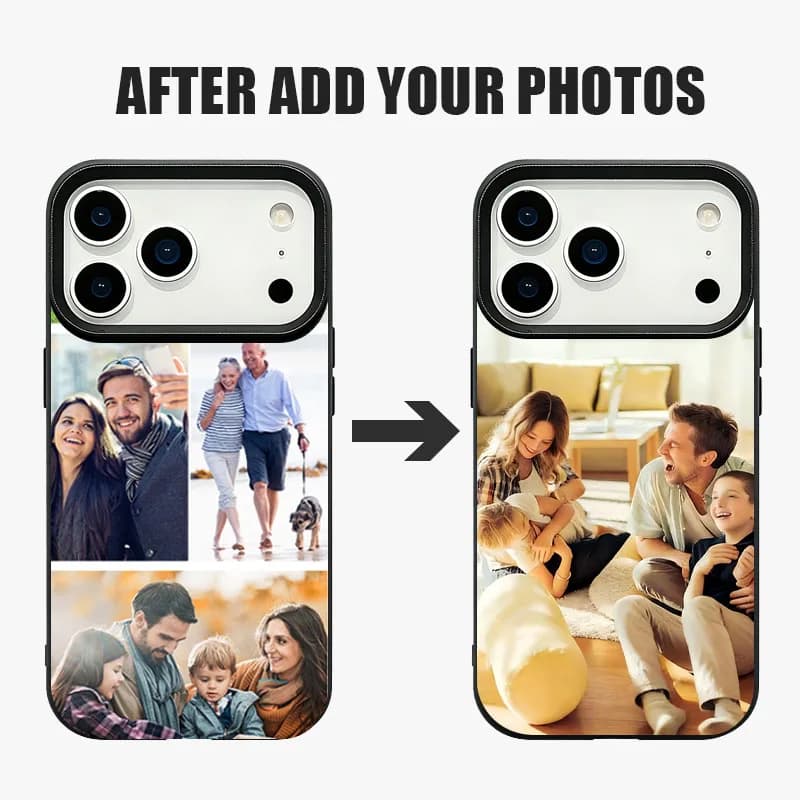 Personalized DIY Customized Name Photo Phone Case For iPhone 17 16 15 Pro Max 14 13 12 Pro Max Leather Texture TPU Soft Cover