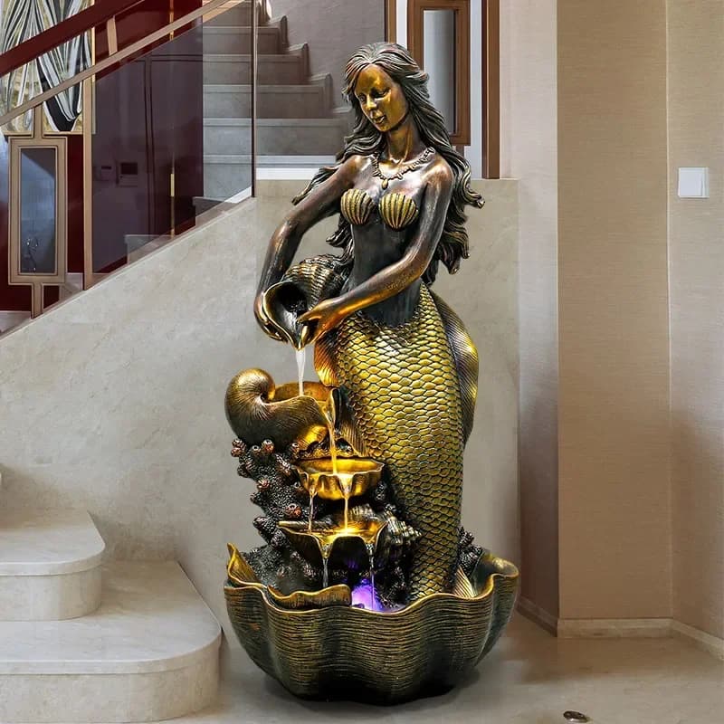 Fontana d'acqua in stile europeo, umidificatore moderno da interno, mobile TV portafortuna, decorazione da terra per soggiorno