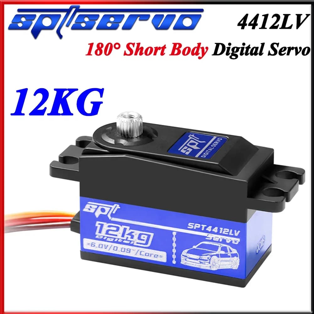 Servo digitale con ingranaggi metallici a basso profilo SPT 4412LV 12KG 180 ° per 1/10 1/12 RC Car Crawler Robot ad ala fissa TRX4 SCX10 Corpo corto