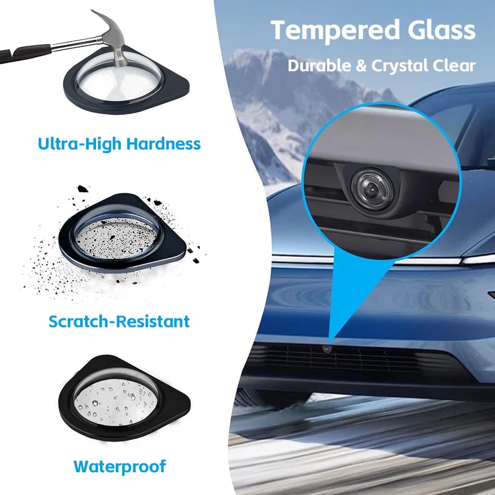 Protezione per Telecamera Frontale Ultra HD per Tesla Model Y YL 2026/2025, Vetro Temperato 9H, Copertura Antipioggia, Protezione Schermo