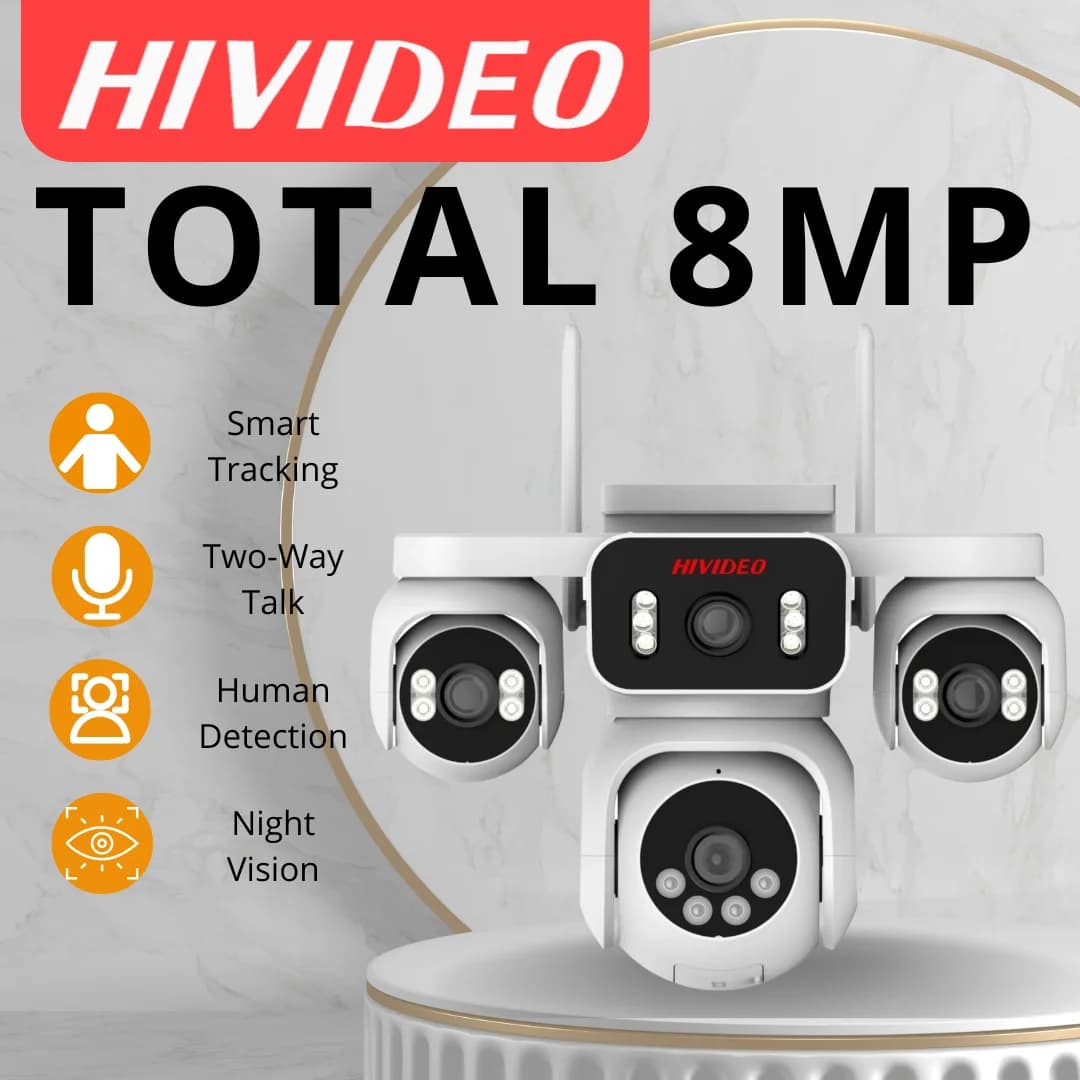 HIVIDEO 8MP Quad-lente Telecamera Wifi per esterni ed interni Telecamera IP di sorveglianza resistente alle intemperie a colori Telecamera di sicurezza Telecamera CCTV