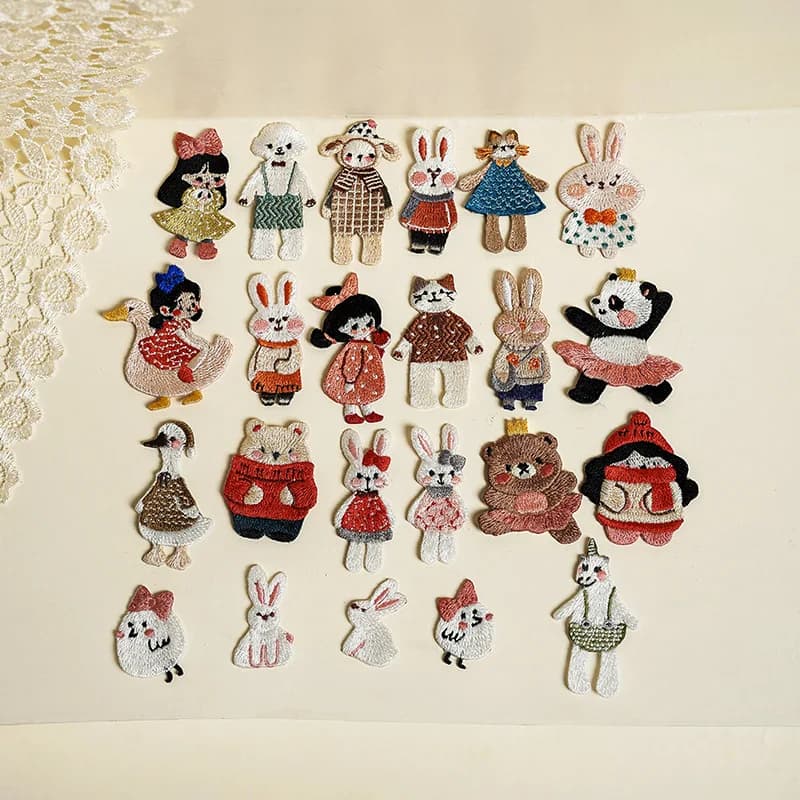 Cute Cartoon Animal Little Girl Embroidery Patch Iron-on Transfers For Clothing Ironing On Shirt DIY Handmade Accessories