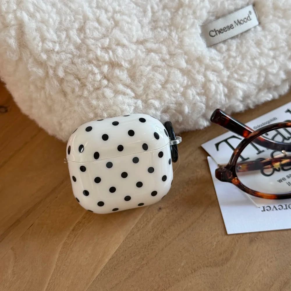Custodia morbida per auricolari minimalista a pois neri per Apple AirPods 1 2 3 4 Pro Pro2 Pro3 4th 3rd Wave Point Custodie con gancio