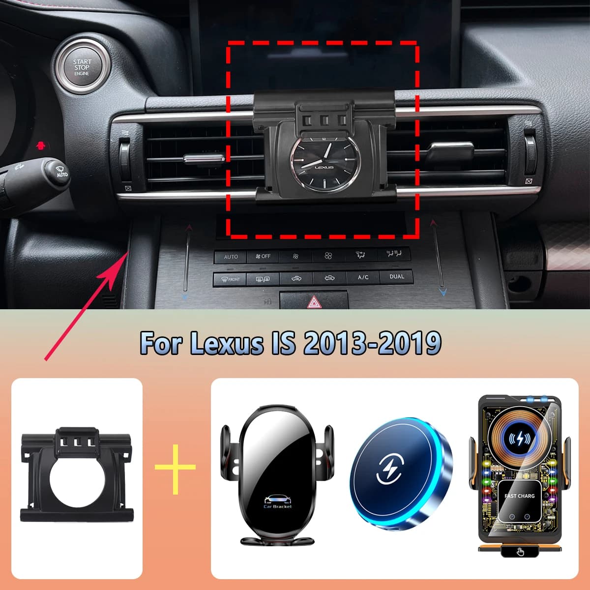 Lexus IS250 300 350 200T 2013 2014-2019 Magnetic wireless charging car for Magsafe mounting accessories
