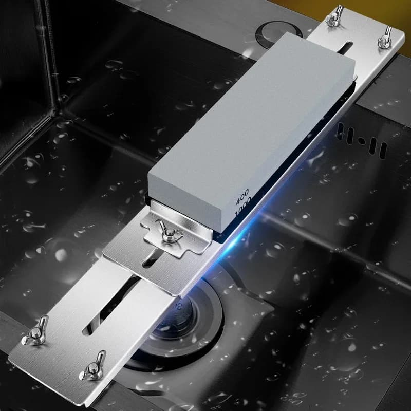 Stainless steel sink stone support for sharpening stone knives to sharpen knives adjustable length anti-slip base set of kitchen utensils to sharpen knives