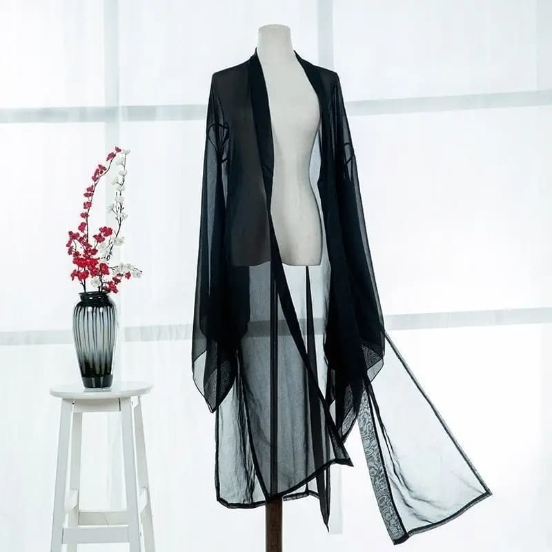Nuovo cardigan lungo in chiffon da donna per l'estate 2026, protezione solare, manica a tre quarti, nero, blu, bianco, alla moda, sottile