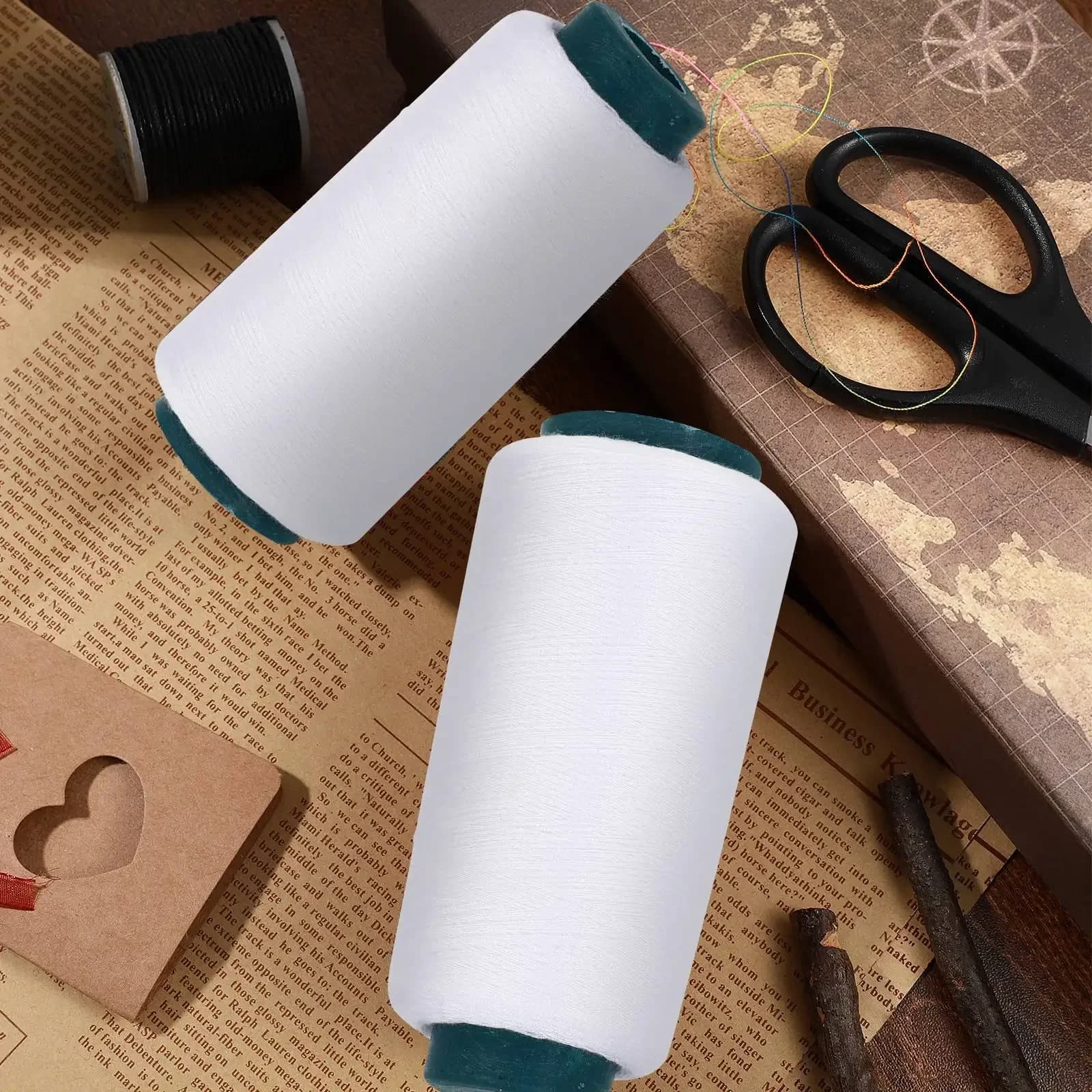 3000 Yards Bleached White Cotton Thread Spool Durable Polyester Sewing Machine Quilting Supplies Home Textiles Garments Curtains