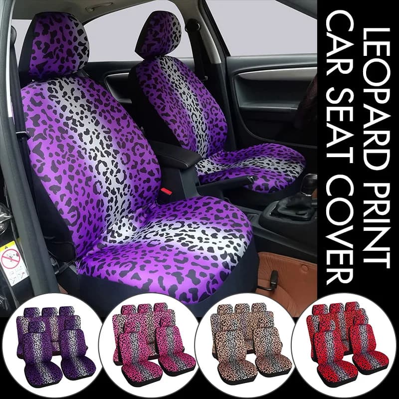 Fashion Leopard Print Car Seat Cover Full Surrounding Four Seasons Universal Breathable Non-slip Cushion Cover Car Interior