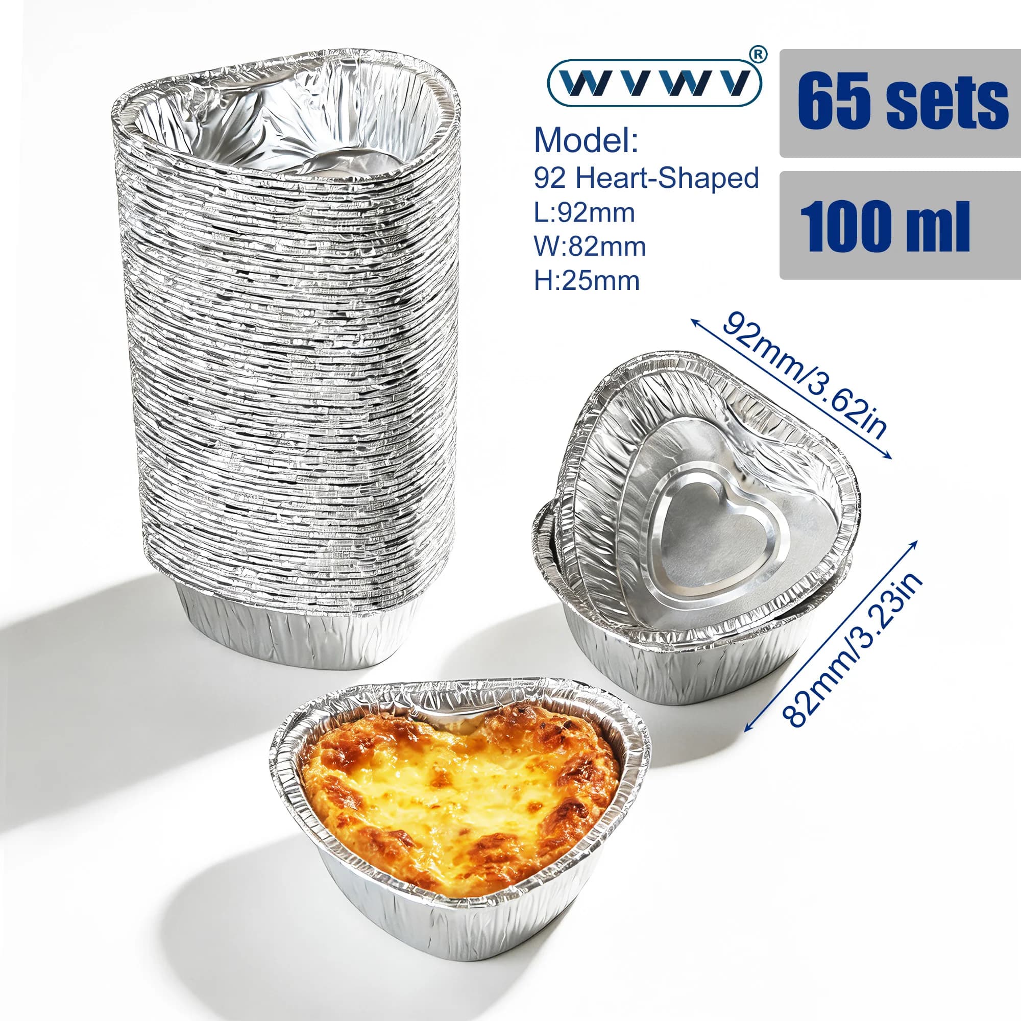 65 stampini per dolci a forma di cuore, stampi da forno resistenti al calore, adatti per friggitrici ad aria, griglie, forni, ideali per preparare dessert, cioccolatini, torte e pasticcini, stampini per dolci a forma di cuore, adatti per San Valentino, matrimoni, festa della mamma, compleanni, Natale