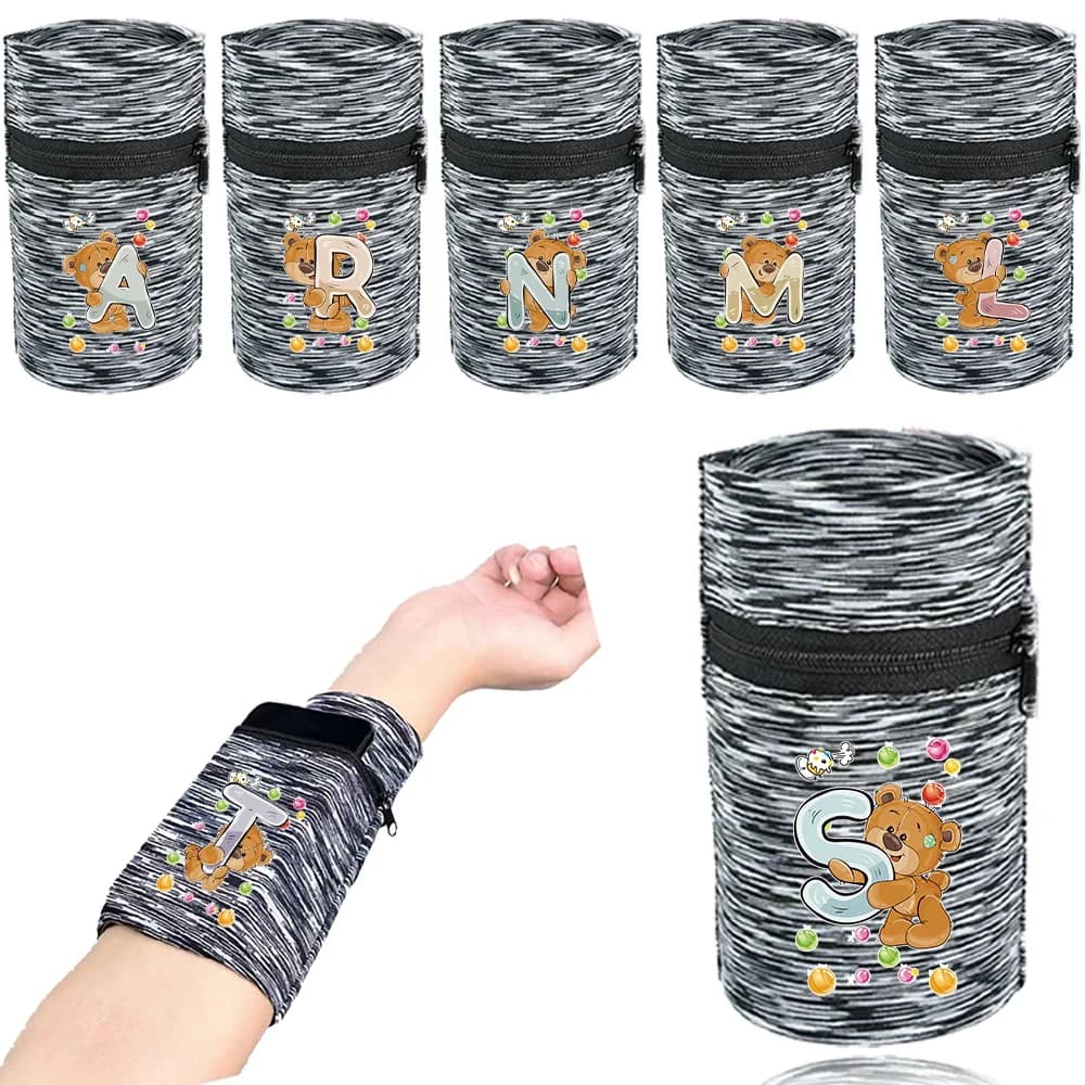 Fascia da Polso Sportiva Protettiva per Corsa, Serie Grigia, Supporto di Sicurezza, Fascia Elastica Stile Orso