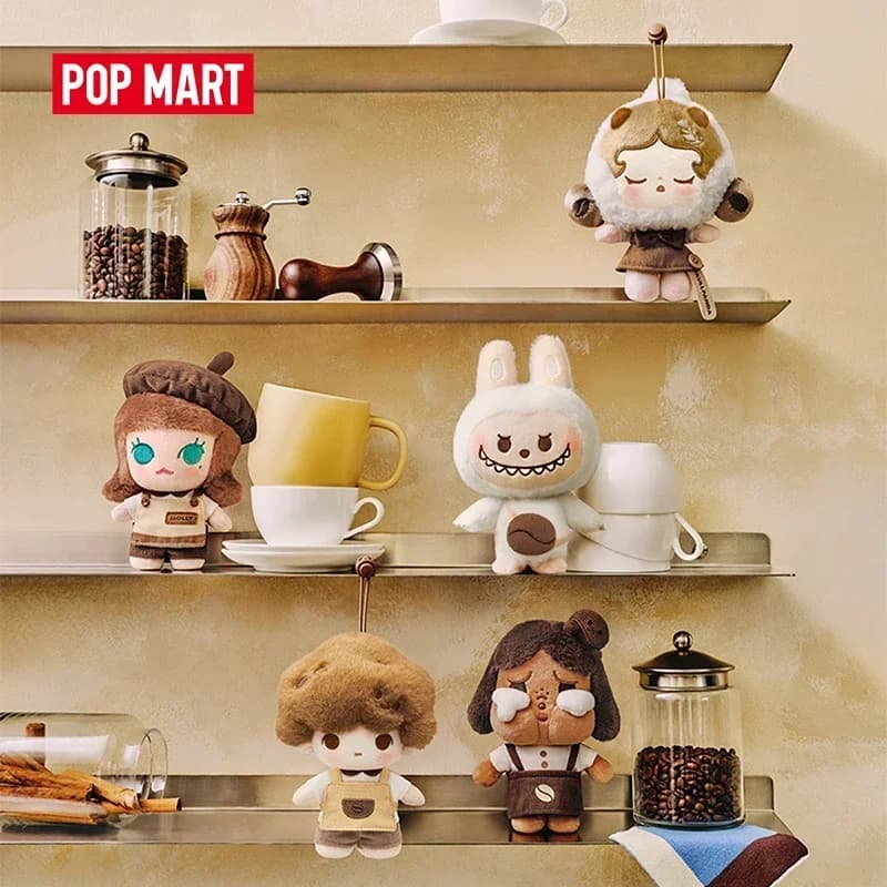 POP MART POP BEAN Coffee Factory Series - Ciondolo in Peluche Blind Box Mystery Box Giocattoli Kawaii Ornamenti Statuette Decorazioni per la Casa Scrivania