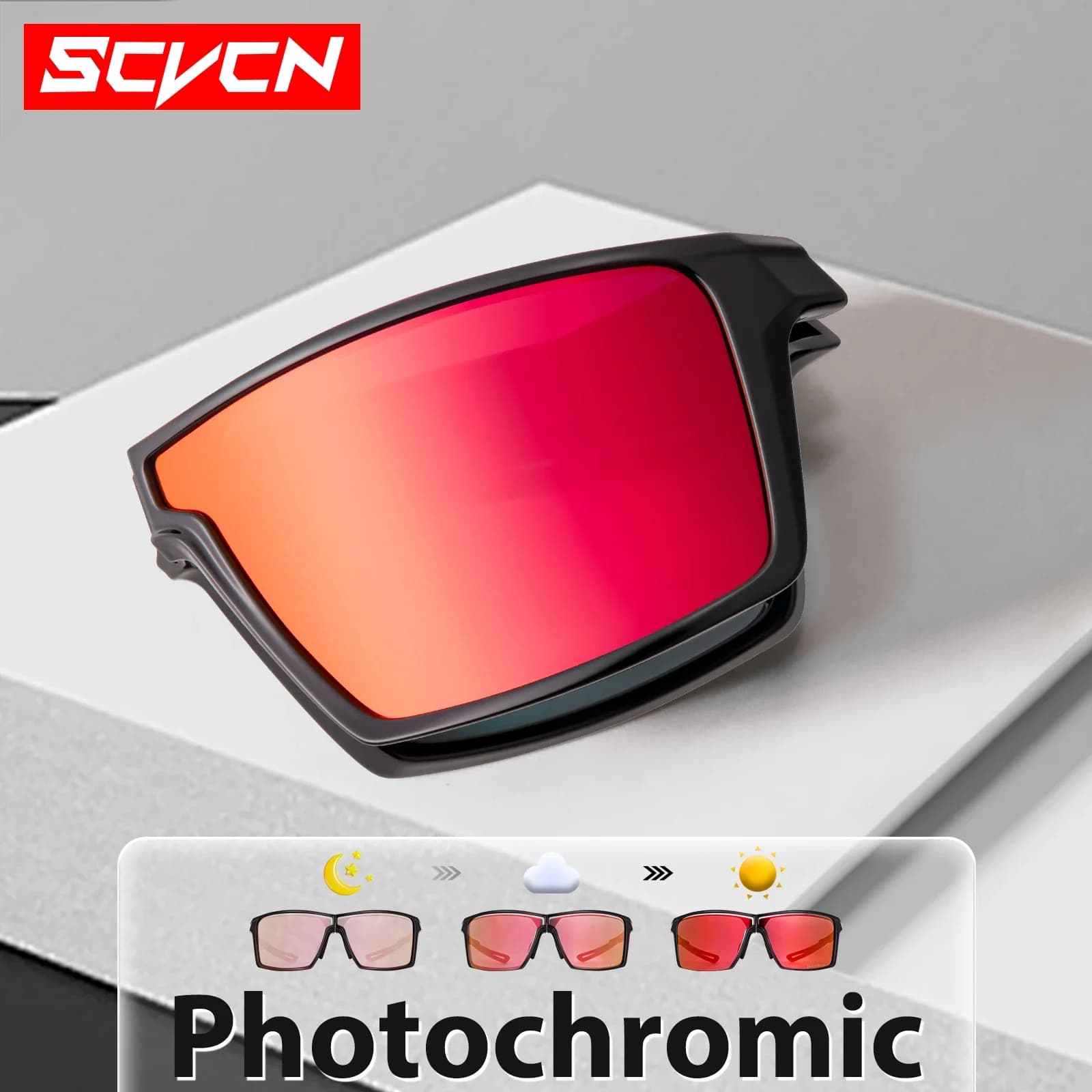 Scvcn Portable folding sunglasses with photochromatic cycling glasses Bicycle Bike Man Woman Sports glasses MTB Racing UV400