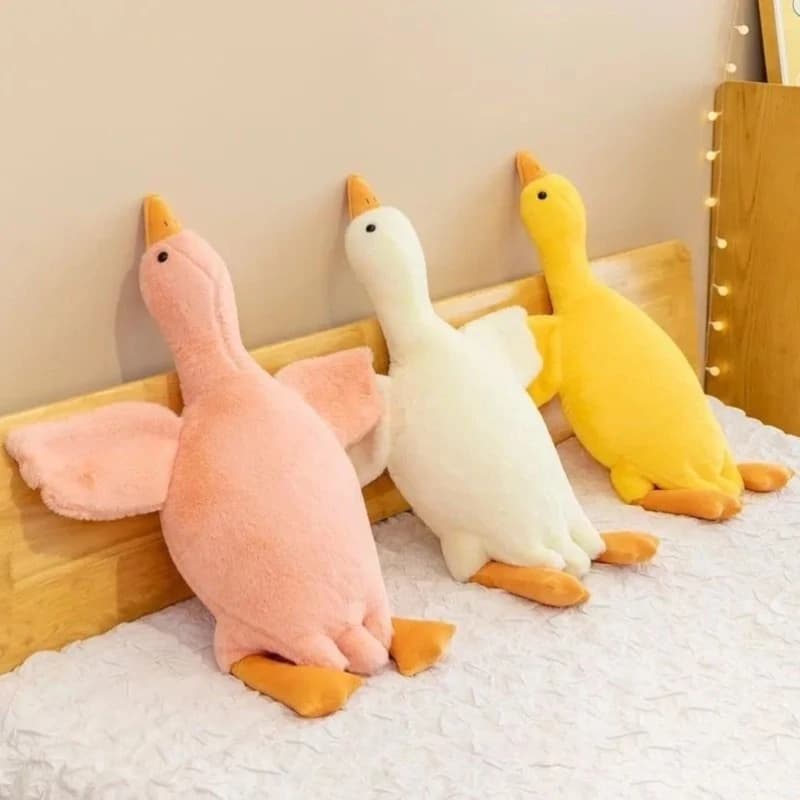 Peluche a forma di oca bianca colorata tie-dye, lavabile e sfoderabile, per dormire