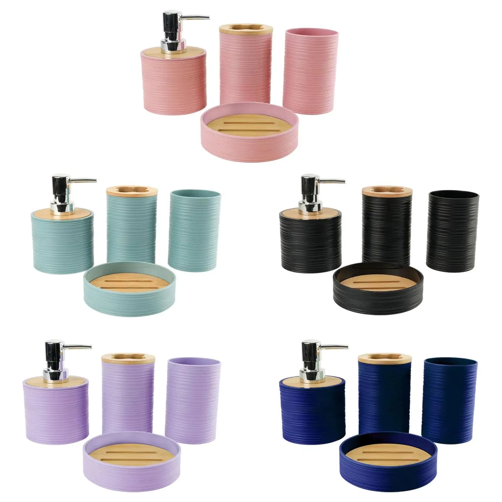 Set di 4 Accessori per il Bagno, Regalo Decorativo per la Casa, Portaspazzolino da Bagno per Piano di Lavoro e Mobile Lavabo