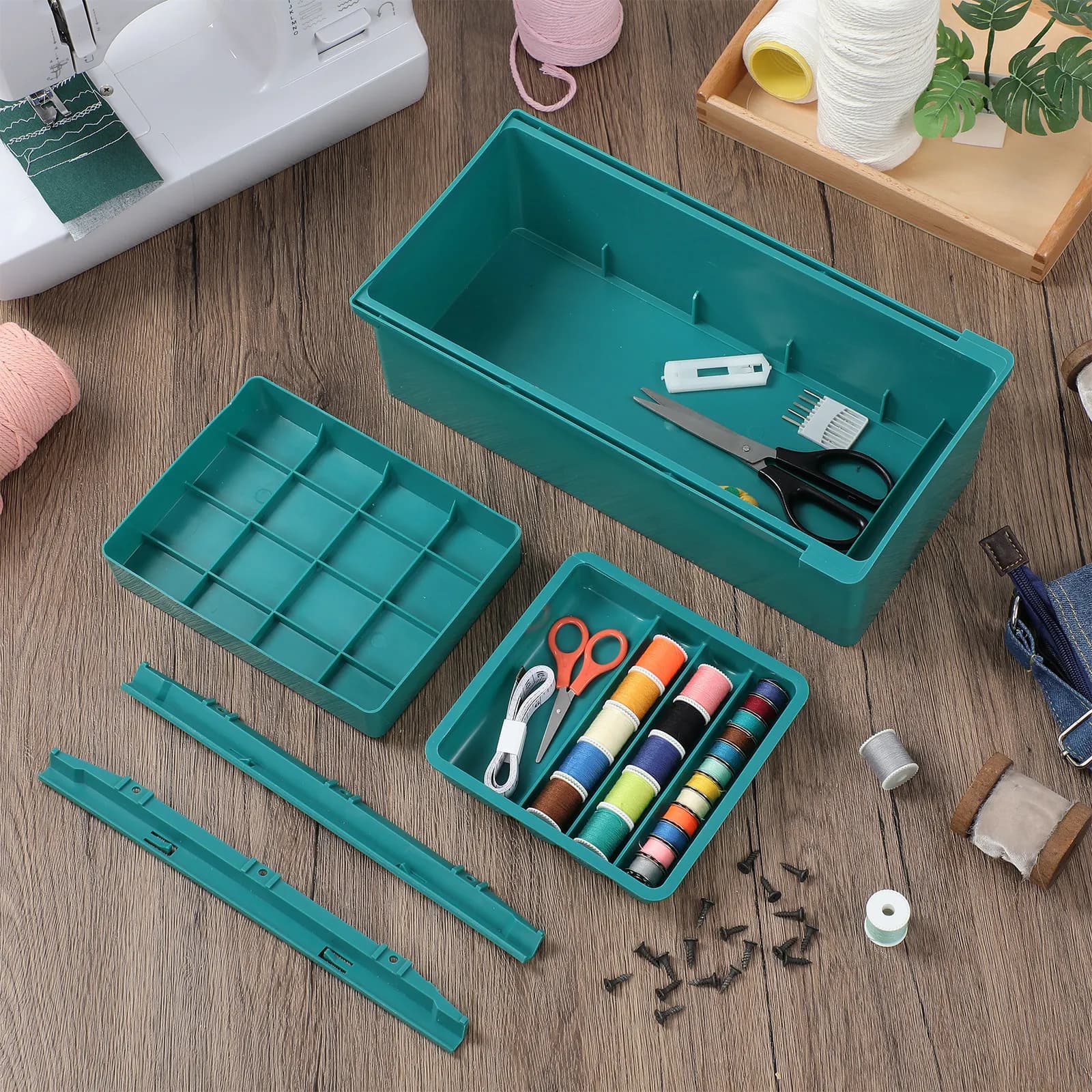 Cassetto Portaoggetti Sotto Scrivania Salvaspazio a Tre Livelli per Cucito e Artigianato, Organizzatore da Scrivania Industriale con